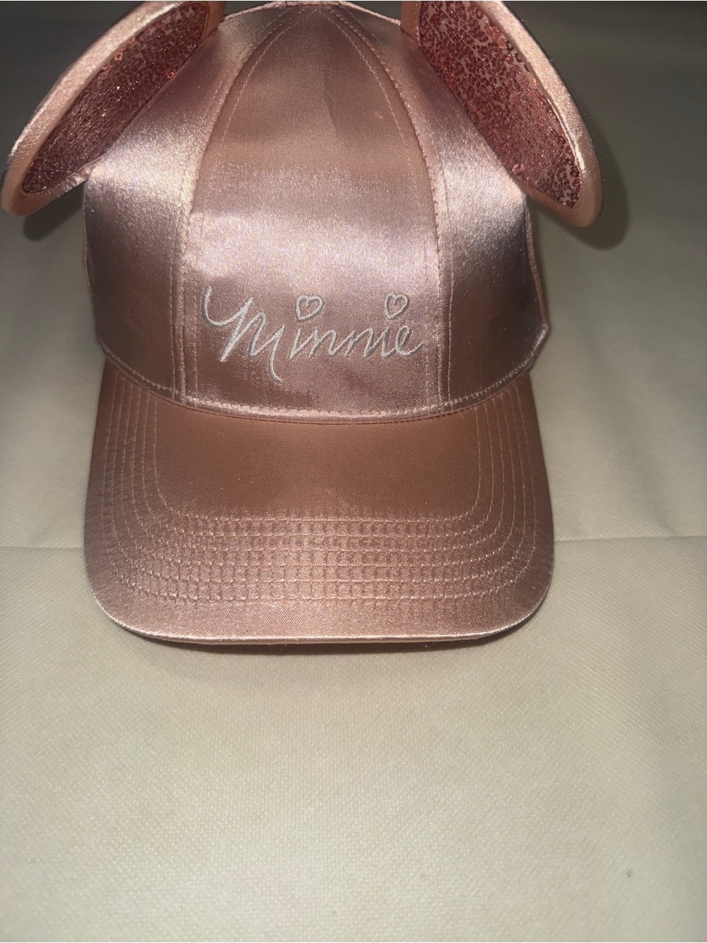 Disney Satin Rose Gold Minnie Ear Baseball Cap - Picture 7 of 7